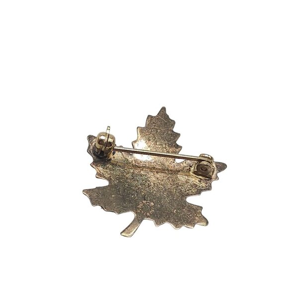 Gold Vermeil Sterling Maple Leaf Brooch Pin Gold Tone Vintage - Picture 3 of 6